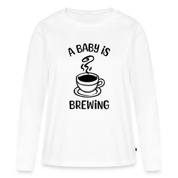 Allaitement Baby Bump Grossesse Maman Enceinte - T-shirt manches longues Premium bio Femme - blanc - Devant - Julia (174cm)