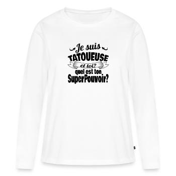 je suis tatoueuse - T-shirt manches longues Premium bio Femme - blanc - Devant - Julia (174cm)