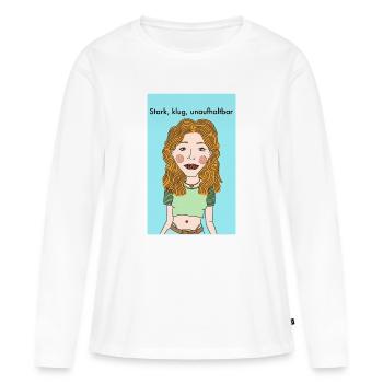 Une forte indépendance - T-shirt manches longues Premium bio Femme - blanc - Devant - Julia (174cm)