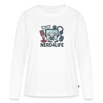 Gaming und Nerd Lifestyle Design - Frauen Premium Bio Langarmshirt - Weiß - Vorne - Julia (174cm)