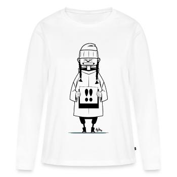Greta - Frauen Premium Bio Langarmshirt - Weiß - Vorne - Julia (174cm)