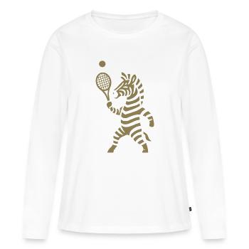 Minimalist Zebra Tennis Player Silhouette - Women's Premium Organic Long Sleeve Shirt - white - Front - Julia (174cm)