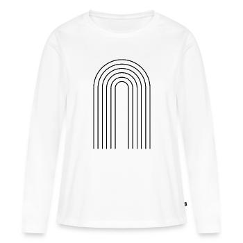 Minimalist line composition in black - Women's Premium Organic Long Sleeve Shirt - white - Front - Julia (174cm)