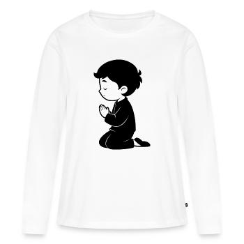 Little Boy Praying - Women's Premium Organic Long Sleeve Shirt - white - Front - Julia (174cm)