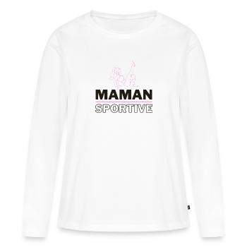 MAMAN FITNESS - T-shirt manches longues Premium bio Femme - blanc - Devant - Julia (174cm)