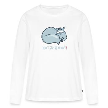 Chat sans stress - T-shirt manches longues Premium bio Femme - blanc - Devant - Julia (174cm)