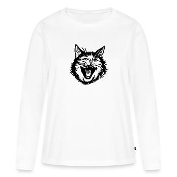 Chat Chats Chat Dame Chat Amoureux Chat Visage - T-shirt manches longues Premium bio Femme - blanc - Devant - Julia (174cm)