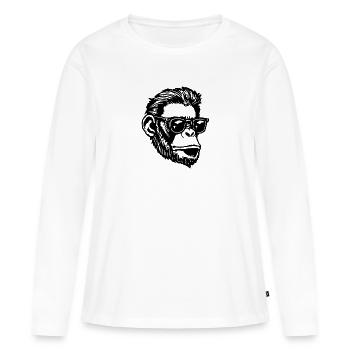 Singe Singe Visage de Singe - T-shirt manches longues Premium bio Femme - blanc - Devant - Julia (174cm)