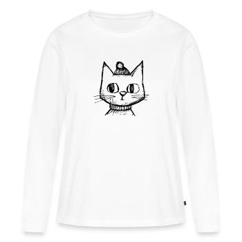 Cat Cats Cat Face - Women's Premium Organic Long Sleeve Shirt - white - Front - Julia (174cm)