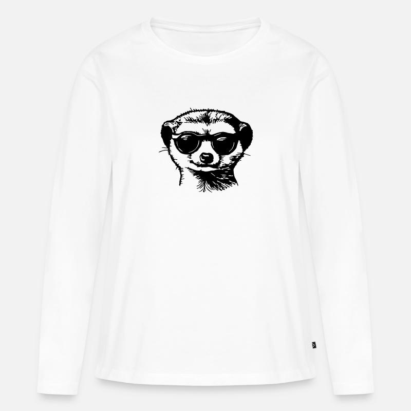 Erdmännchen - Frauen Premium Bio Langarmshirt - Weiß