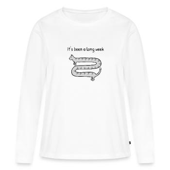 Es war eine lange Woche - Frauen Premium Bio Langarmshirt - Weiß - Vorne - Julia (174cm)