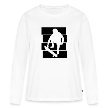 Skateboarder Skateboard Skater Skate Skateing - T-shirt manches longues Premium bio Femme - blanc - Devant - Julia (174cm)