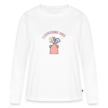 Bouquet en vase - Blossoming Beauty - T-shirt manches longues Premium bio Femme - blanc - Devant - Julia (174cm)