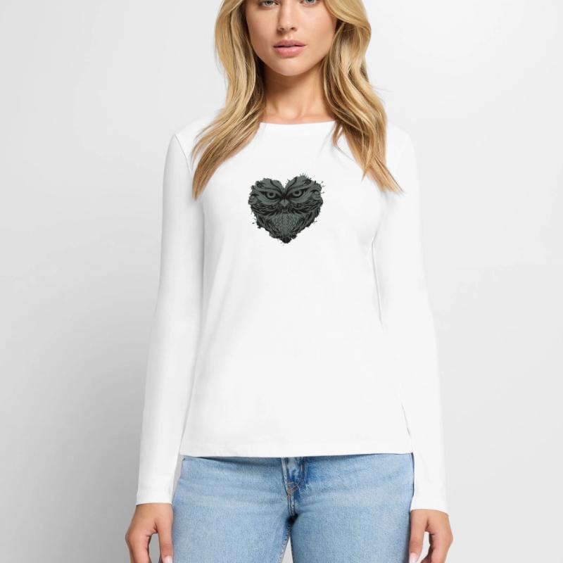 Eule "alte Eule" Eule im Herz Frauen Premium Bio Langarmshirt
