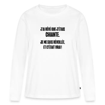j'ai rêvé que j étais chiante - T-shirt manches longues Premium bio Femme - blanc - Devant - Julia (174cm)