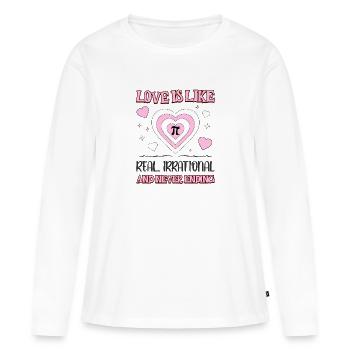 L’amour est comme Pi réel, irrationnel et sans fin - T-shirt manches longues Premium bio Femme - blanc - Devant - Julia (174cm)