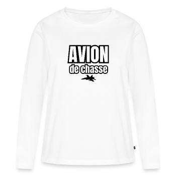 avion de chasse - T-shirt manches longues Premium bio Femme - blanc - Devant - Julia (174cm)