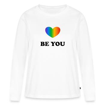 Be You LGBT Rainbow Heart Pride Month - T-shirt manches longues Premium bio Femme - blanc - Devant - Julia (174cm)
