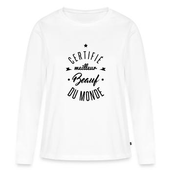 meilleur beauf du monde - T-shirt manches longues Premium bio Femme - blanc - Devant - Julia (174cm)