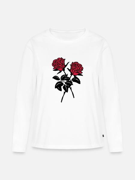 Rosen - Frauen Premium Bio Langarmshirt - Weiß