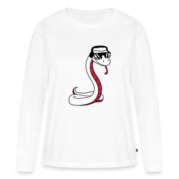dj cool musik party feiern sonnenbrille kopfhoerer - Frauen Premium Bio Langarmshirt - Weiß - Vorne - Julia (174cm)