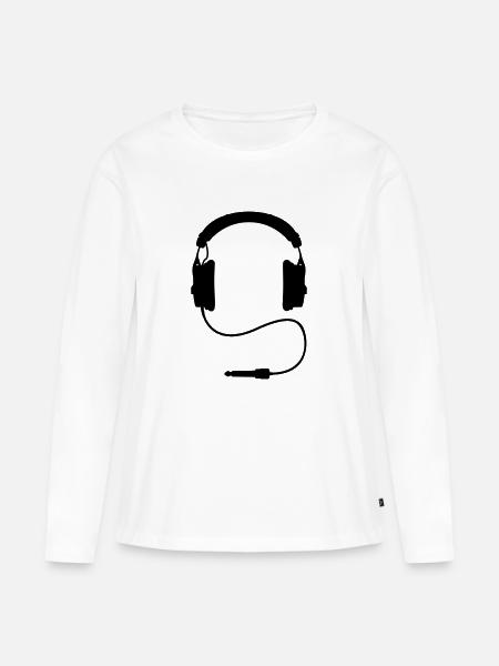 Hoofdtelefoonaansluiting DJ Music Sound Club disc - Vrouwen Premium Bio shirt met lange mouwen - wit