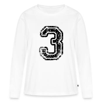 3 - Nummer - Frauen Premium Bio Langarmshirt - Weiß - Vorne - Julia (174cm)