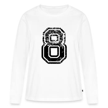 8 - Nummer - Frauen Premium Bio Langarmshirt - Weiß - Vorne - Julia (174cm)