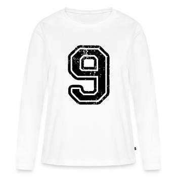 9 - Nummer - Frauen Premium Bio Langarmshirt - Weiß - Vorne - Julia (174cm)
