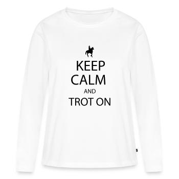 Trot On - T-shirt manches longues Premium bio Femme - blanc - Devant - Julia (174cm)