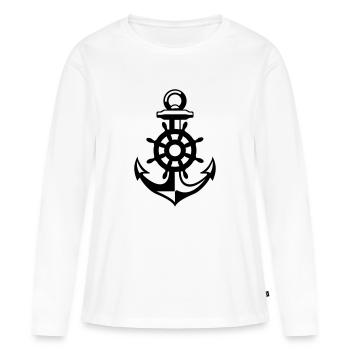marin - T-shirt manches longues Premium bio Femme - blanc - Devant - Julia (174cm)