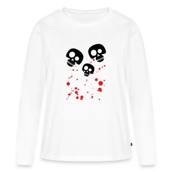 Tête de crâne combinée avec du sang - T-shirt manches longues Premium bio Femme - blanc - Devant - Julia (174cm)