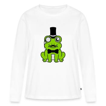 Sir Frog Gentlemen Cylindre - T-shirt manches longues Premium bio Femme - blanc - Devant - Julia (174cm)