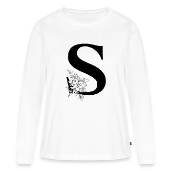Lettre S - T-shirt manches longues Premium bio Femme - blanc - Devant - Julia (174cm)