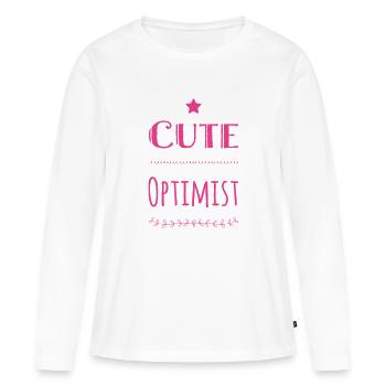 Optimiste mignon - T-shirt manches longues Premium bio Femme - blanc - Devant - Julia (174cm)