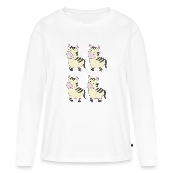 Le zèbre en quatre - T-shirt manches longues Premium bio Femme - blanc - Devant - Julia (174cm)