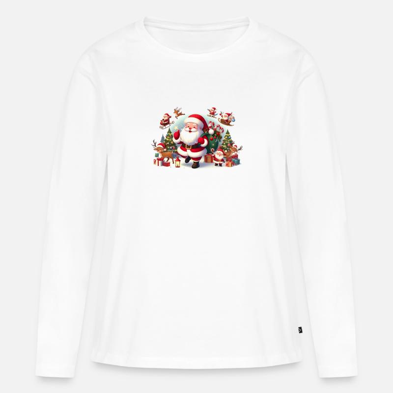 Santa Fun 6 - Frauen Premium Bio Langarmshirt - Weiß