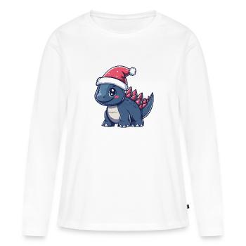 Dinosaure Stegosaurus Noël Mignon - T-shirt manches longues Premium bio Femme - blanc - Devant - Julia (174cm)