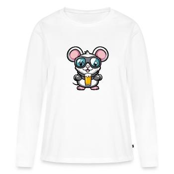 Bière Mouse Ski - T-shirt manches longues Premium bio Femme - blanc - Devant - Julia (174cm)