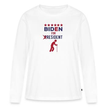 Lustige Biden Design, Biden für Resident Meme - Frauen Premium Bio Langarmshirt - Weiß - Vorne - Julia (174cm)