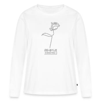 Simple Is Beautiful avec une rose blanche - T-shirt manches longues Premium bio Femme - blanc - Devant - Julia (174cm)