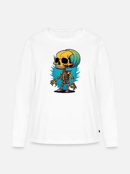 Skelett - Frauen Premium Bio Langarmshirt - Weiß