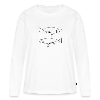 Hareng et hining - T-shirt manches longues Premium bio Femme - blanc - Devant - Julia (174cm)