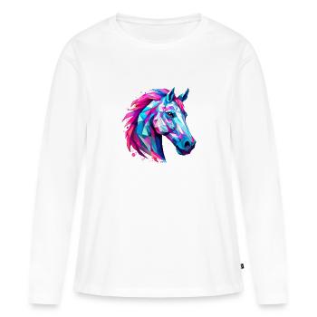 Pferdekopf - Frauen Premium Bio Langarmshirt - Weiß - Vorne - Julia (174cm)