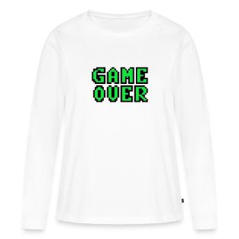 Game Over retrogaming vintage pixels - T-shirt manches longues Premium bio Femme - blanc - Devant - Julia (174cm)