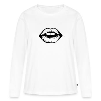 Lèvres, bouche, baisers lèvres - T-shirt manches longues Premium bio Femme - blanc - Devant - Julia (174cm)