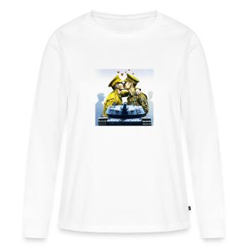 Faites l’amour, pas la guerre - T-shirt manches longues Premium bio Femme - blanc - Devant - Julia (174cm)
