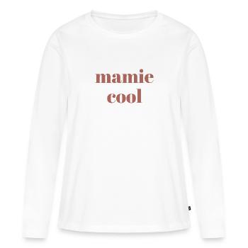 Mamie cool - T-shirt manches longues Premium bio Femme - blanc - Devant - Julia (174cm)