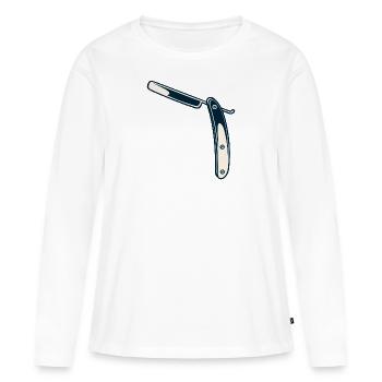 Razor Barbershop Barber - Women's Premium Organic Long Sleeve Shirt - white - Front - Julia (174cm)