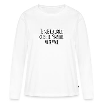 pénibilité au travail - T-shirt manches longues Premium bio Femme - blanc - Devant - Julia (174cm)